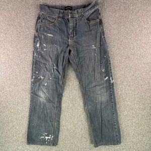 Emporio Armani Jeans Mens 32 Straight Distressed Blue Paint Splatter Fair